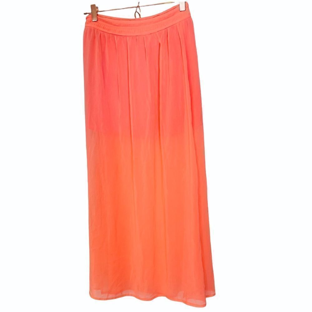 EUC ANGL Under Skies Pink Chiffon Maxi Skirt Small